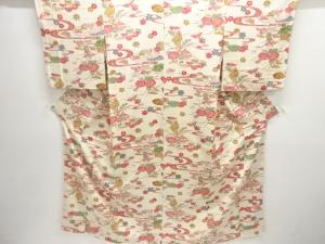 流水に蝶・草花模様小紋着物